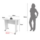 Ver imagem 5 de Escrivaninha Mesa Escritório Dobrável com Rodízio ME4117 80cm Branca