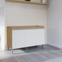 Ver imagem 1 de Balcão para Cozinha 3 Portas Leyton Amendoa Branco