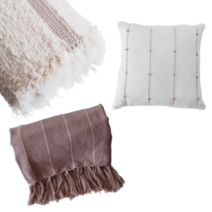 Tapete Algodão Rose-manta de Sofa com 2 Capa de Almofada