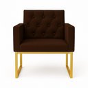 Ver imagem 1 de Poltrona para Sala de Estar Reforçada Recepção Base Ferro Marrom