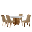 Ver imagem 2 de Sala de Jantar Mesa 90cm Olímpia em Mdf com Vidro Canto Copo 4 Cadeiras Athenas Moderna Mobilia
