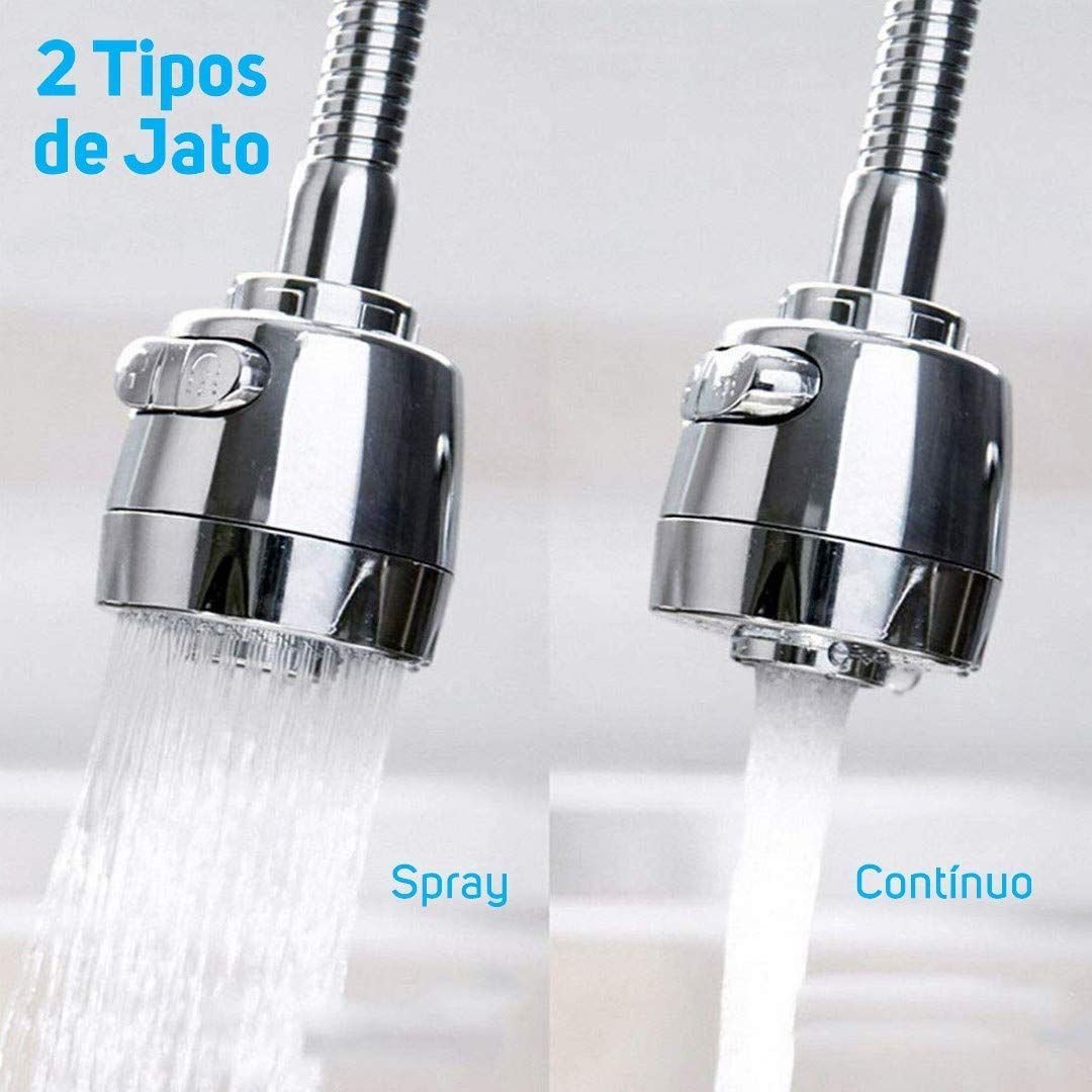 Torneira Cozinha Gourmet Flexível Quadrada Cone Preto 2 Jatos - 2