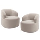 Ver imagem 2 de Kit 02 Poltronas Giratória Orgânica para Sala Living Helena L02 Bouclê Creme - Lyam Decor