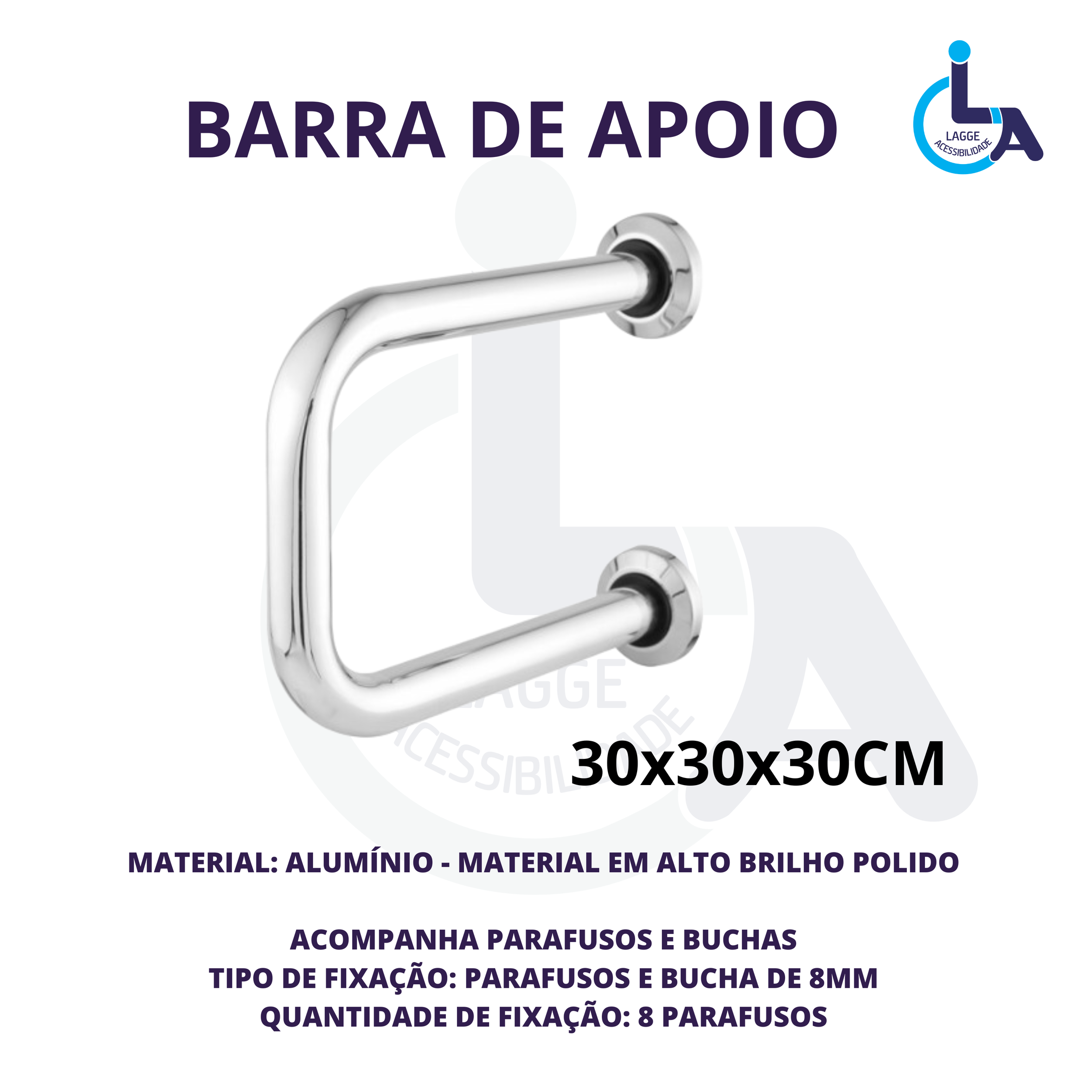 Barra de Apoio U Aluminio 30x30x30 - 2