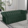 SOFA CHESTERFIELD 2 LUGARES VELUDO VERDE COM 185CM DE COMPRIMENTO - 1