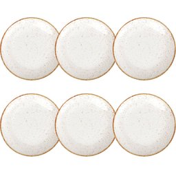 Conjunto 6 Pratos Rústicos Tramontina Rasos 28cm Porcelana Marrom Decorado - 1 Conjunto 6 Pratos Rústicos Tramontina Rasos 28cm Porcelana Marrom Decorado - 1