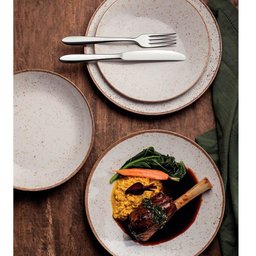 Conjunto 6 Pratos Rústicos Tramontina Rasos 28cm Porcelana Marrom Decorado - 6 Conjunto 6 Pratos Rústicos Tramontina Rasos 28cm Porcelana Marrom Decorado - 6