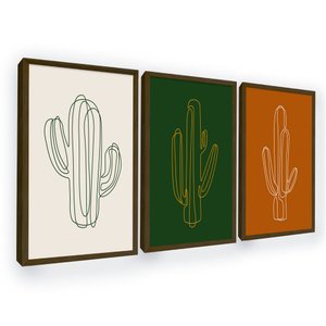 Quadro de Parede Cactos Tendência com Moldura Grande