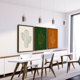 Quadro de Parede Cactos Tendência com Moldura Grande - 2