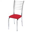 Ver imagem 4 de Kit 6 Cadeiras de Jantar Lara Cromada para Cozinha Assento Corino Vermelho - Aurora Line