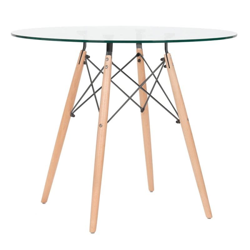 Conjunto de Mesa Eames 90cm - Tampo de Vidro + 4 Cadeiras Eames Eiffel Dsw - Preto PROLAR - 2