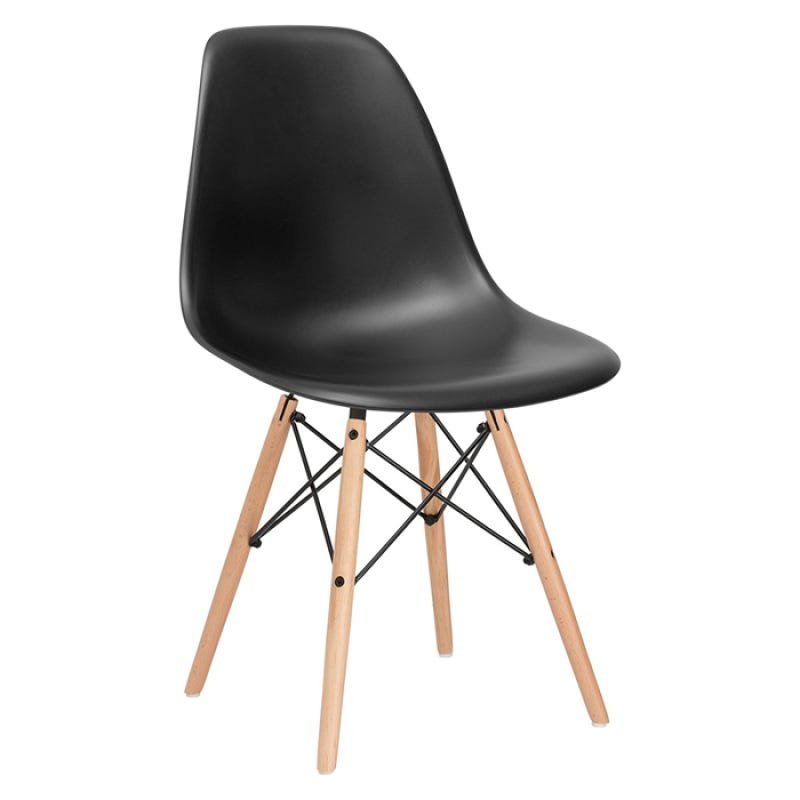 Conjunto de Mesa Eames 90cm - Tampo de Vidro + 4 Cadeiras Eames Eiffel Dsw - Preto PROLAR - 4