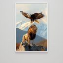 Ver imagem 3 de Quadro Decorativo Águia e o Leão na Montanha Sala Quarto Casa Escritório