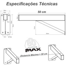 Suporte Pia Parafusar Bancada Aparador 50 Cm Branco - 9