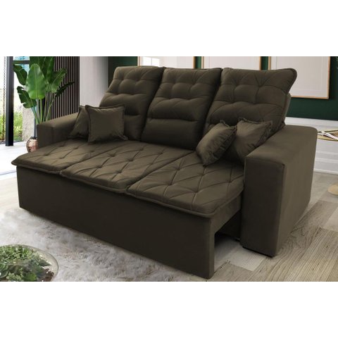 Sofá Retrátil e Reclinável 180cm Suede com Molas Espirais Europa King House