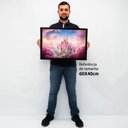 Ver imagem 2 de Quadro Decorativo Castelo Encantado em Moldura Caixa Tacolado Moldura Trad 1cm Madeira Escura sem Vi