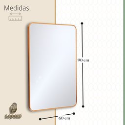 Espelho Retangular Decorativo com Moldura em Alumínio Bronze 90 X 60 Cm - 8