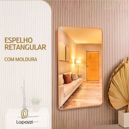 Espelho Retangular Decorativo com Moldura em Alumínio Bronze 90 X 60 Cm - 2