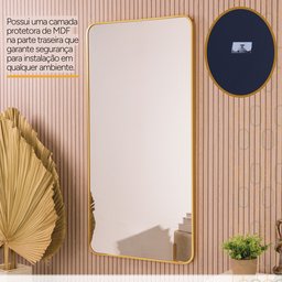 Espelho Retangular Decorativo com Moldura em Alumínio Bronze 90 X 60 Cm - 7