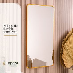 Espelho Retangular Decorativo com Moldura em Alumínio Bronze 90 X 60 Cm - 4