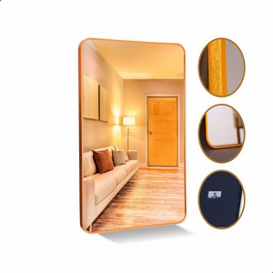 Espelho Retangular Decorativo com Moldura em Alumínio Bronze 90 X 60 Cm