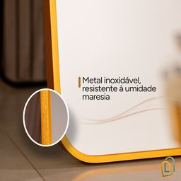 Espelho Retangular Decorativo com Moldura em Alumínio Bronze 90 X 60 Cm - 6