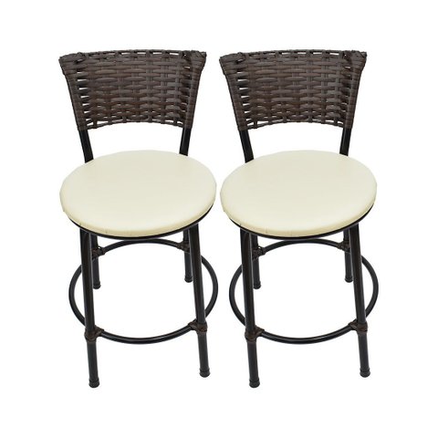 Kit 2 Banquetas Baixa de Cozinha Encosto Junco