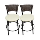 Ver imagem 1 de Kit 2 Banquetas Baixa de Cozinha Encosto Junco