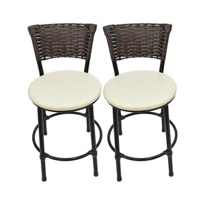 Kit 2 Banquetas Baixa de Cozinha Encosto Junco