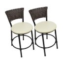 Ver imagem 2 de Kit 2 Banquetas Baixa de Cozinha Encosto Junco