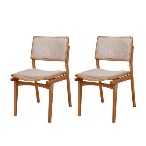 Conjunto Eva com 2 Cadeiras Madeira Moderna Mobília Brisa Imbuia Nat