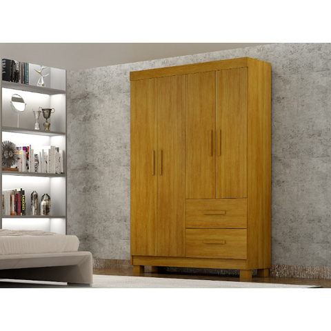 Guarda Roupa Cali 4 Portas 2 Gavetas com Pés - CHF Móveis:Cinamomo