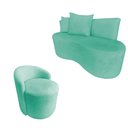 Ver imagem 2 de Kit Namoradeira + Poltrona Yara Orgânica Veludo Acqua