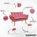 Ver mais imagens de Kit Namoradeira Decorativa e 2 Poltronas Confortável para Sala Recepção Manicure Alice Suede