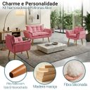 Ver imagem 3 de Kit Namoradeira Decorativa e 2 Poltronas Confortável para Sala Recepção Manicure Alice Suede