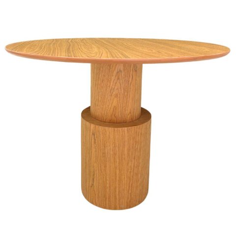 Mesa de Jantar Cilindro Spin Redonda 100 Cm Tampo Freijó Base Freijó Cor Marrom