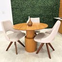 Ver imagem 4 de Mesa de Jantar Cilindro Spin Redonda 100 Cm Tampo Freijó Base Freijó Cor Marrom
