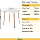 Ver imagem 3 de Mesa Jantar Eiffel 80x80 Base Madeira - Branca