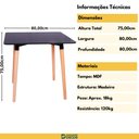 Ver imagem 3 de Mesa Jantar Eiffel 80x80 Base Madeira - Preta