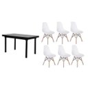 Ver imagem 1 de Kit Mesa de Jantar França 160x80 Preta + 6 Cadeiras Charles Eames