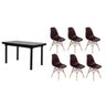 Kit Mesa de Jantar França 160x80 Preta + 6 Cadeiras Charles Eames - 1