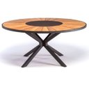 Ver imagem 1 de Mesa de Jantar Zurick Pétalas Madeira Centro Giratório Alumínio - 1,30m