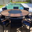 Ver imagem 7 de Mesa de Jantar Zurick Pétalas Madeira Centro Giratório Alumínio - 1,30m