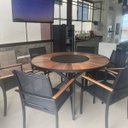 Ver imagem 4 de Mesa de Jantar Zurick Pétalas Madeira Centro Giratório Alumínio - 1,30m