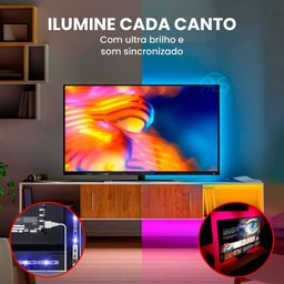 Fita Luz Led Adesiva Rgb Bluetooth Usb Colorida 5m com App Ritmo Musical Kapbom Fita Led Bluetooth R - 3