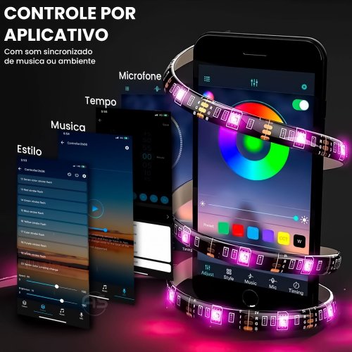 Rgb barra de luz jogos luz ambiente bluetooth tv backlight efeito led com  sincronização música para