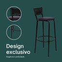 Ver imagem 4 de Kit 3 Banquetas para Bancada Banco Alto Junco Preto Balcão Cozinha Gourmet Bar Área de Lazer Piscina