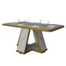 Mesa para Sala de Jantar Retangular Moderna Estampa Marmorizada:branco/dourado - 2