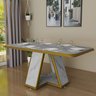 Mesa para Sala de Jantar Retangular Moderna Estampa Marmorizada:branco/dourado - 1