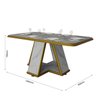 Mesa para Sala de Jantar Retangular Moderna Estampa Marmorizada:branco/dourado - 3